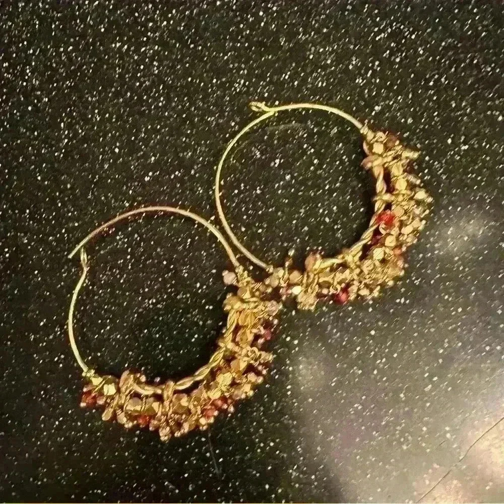 Gas Bijoux France boho style gold plated earrings with crystals